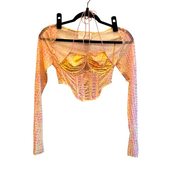 Dolls Kill New Pink Neon Pink Yellow Animal Top Small NWT - Picture 1 of 3